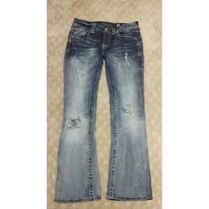 Miss Me Jeans Women's 30x29 Signature Boot Cut Distressed Ripped Flap Pocket